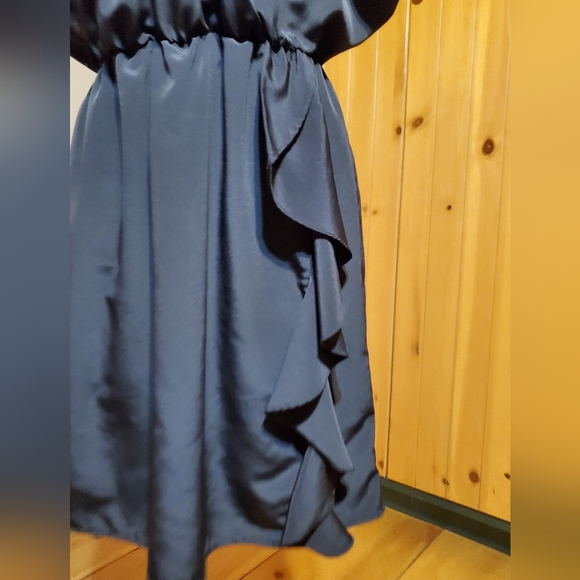 H&M little black dress ruffle silky dress - Picture 4 of 9